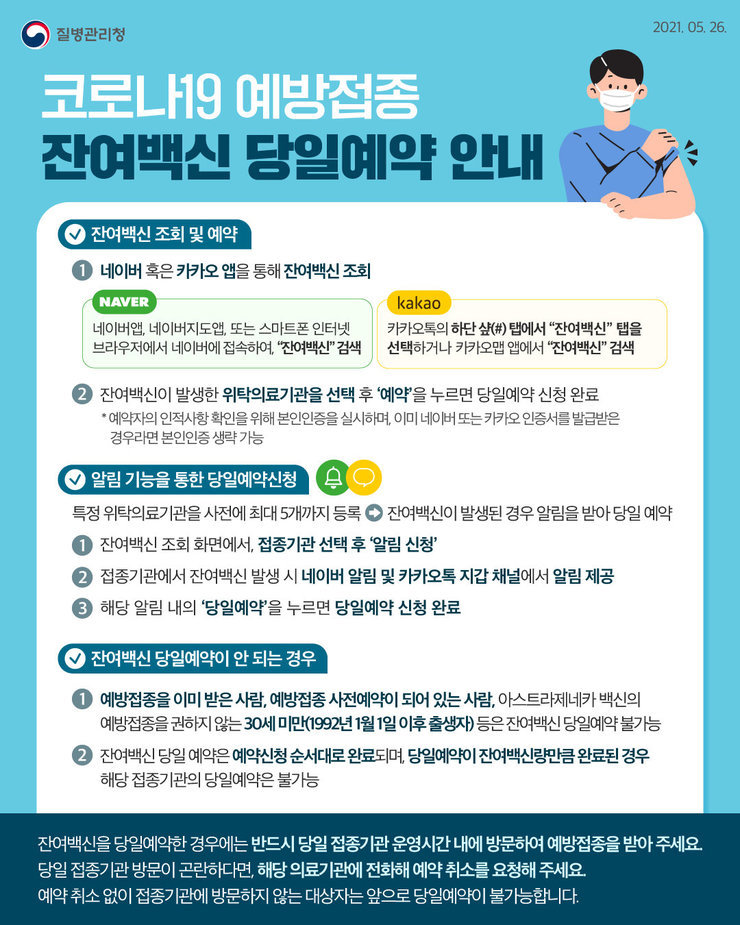 잔여백신 당일예약 안내