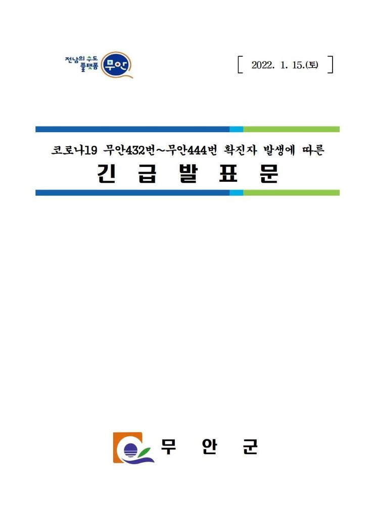 코로나19 확진자 발생에 따른 긴급 발표문(432~444)