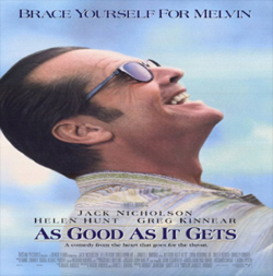 이보다 더 좋을 순 없다 영화 포스터, 선글라스를 쓴 남자 주인공이 하늘을 보고 웃고 있는 모습